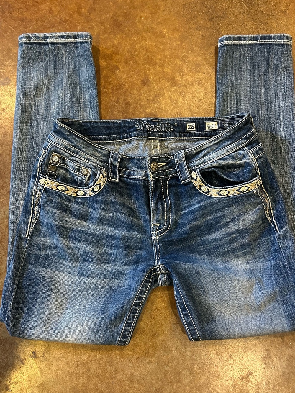 Miss Me Mid-Rise Skinny Jeans with Embroidered Pocket Trim